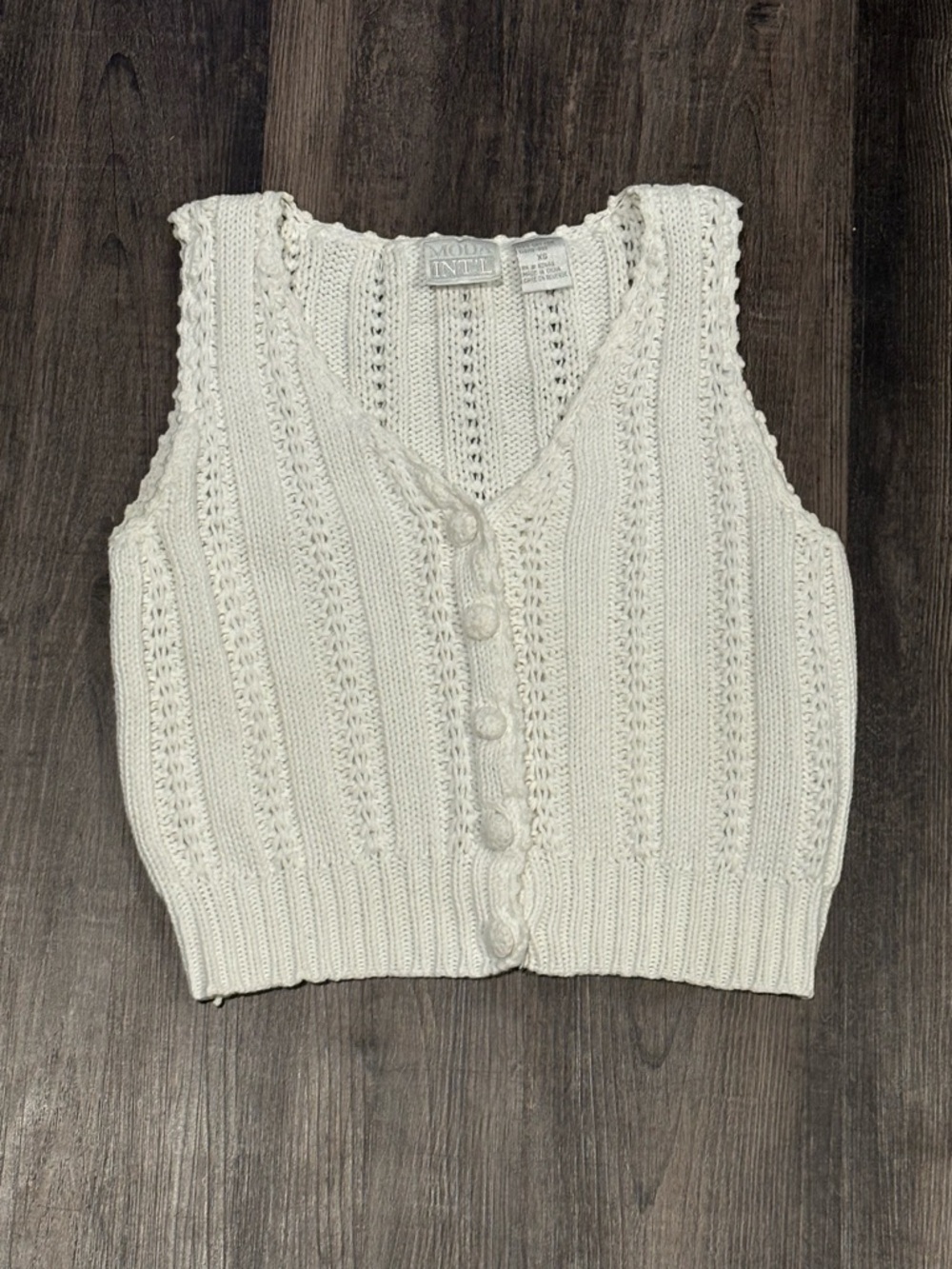 Moda International White Knit Button-Front Vest